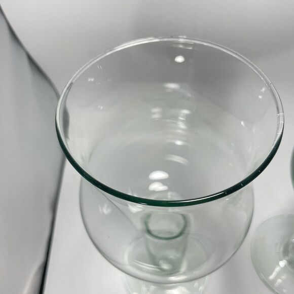 Lot of 2 Clear Glass Hurricane Goblet Vase Candle Holder Stem Pedestal - Picture 2 of 6